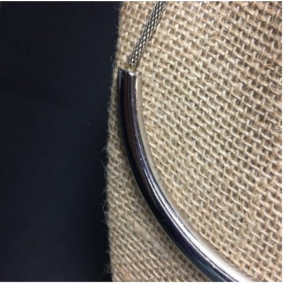 Express Silver Curved Necklace Tube Arc Chain Retro BoHo Soft Girl Cottage Mod - Picture 3 of 7